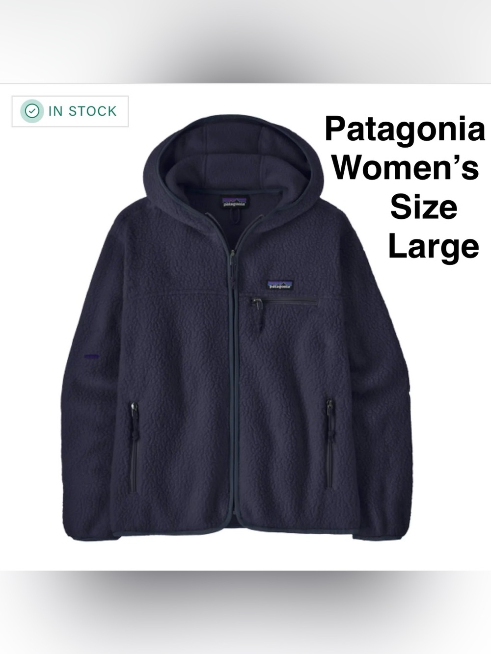 Patagonia Women’s black Dark Sherpa RETRO Fleece Hoodie-size Large